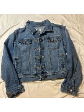 Old Navy Girls Youth L 10-12 Denim Blue Jean Trucker Jacket EUC